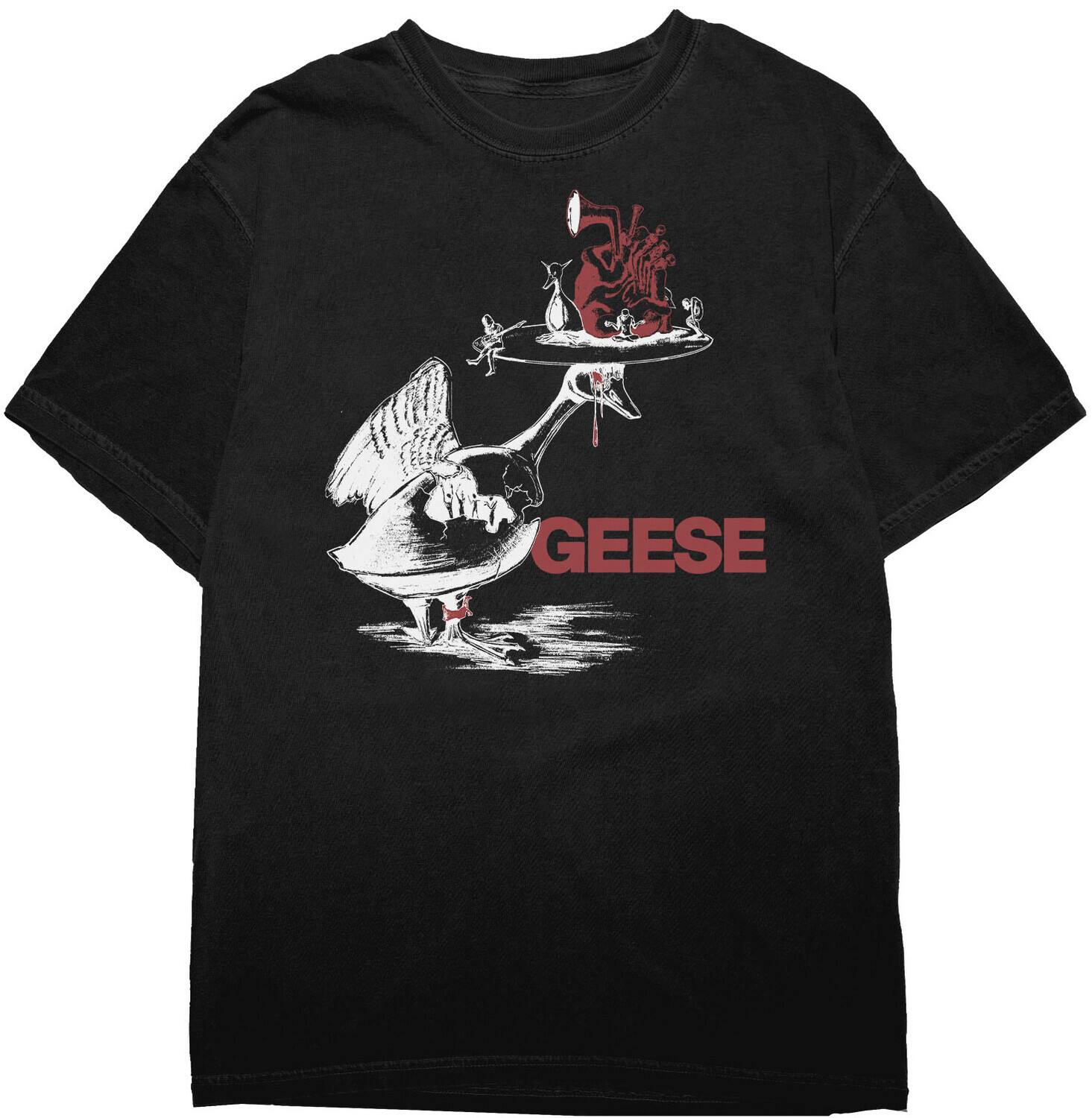Front. PopMarket - Geese - Geese - Head on Platter - T-Shirt - Medium (Black)   - APPAREL - Multicolor.