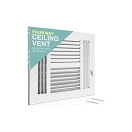 Home Intuition - Ceiling Register - Air Vent Covers - 6X6 Inch 4-Way White Grille Register Cover with HVAC Heat and Cold Air Conditioner