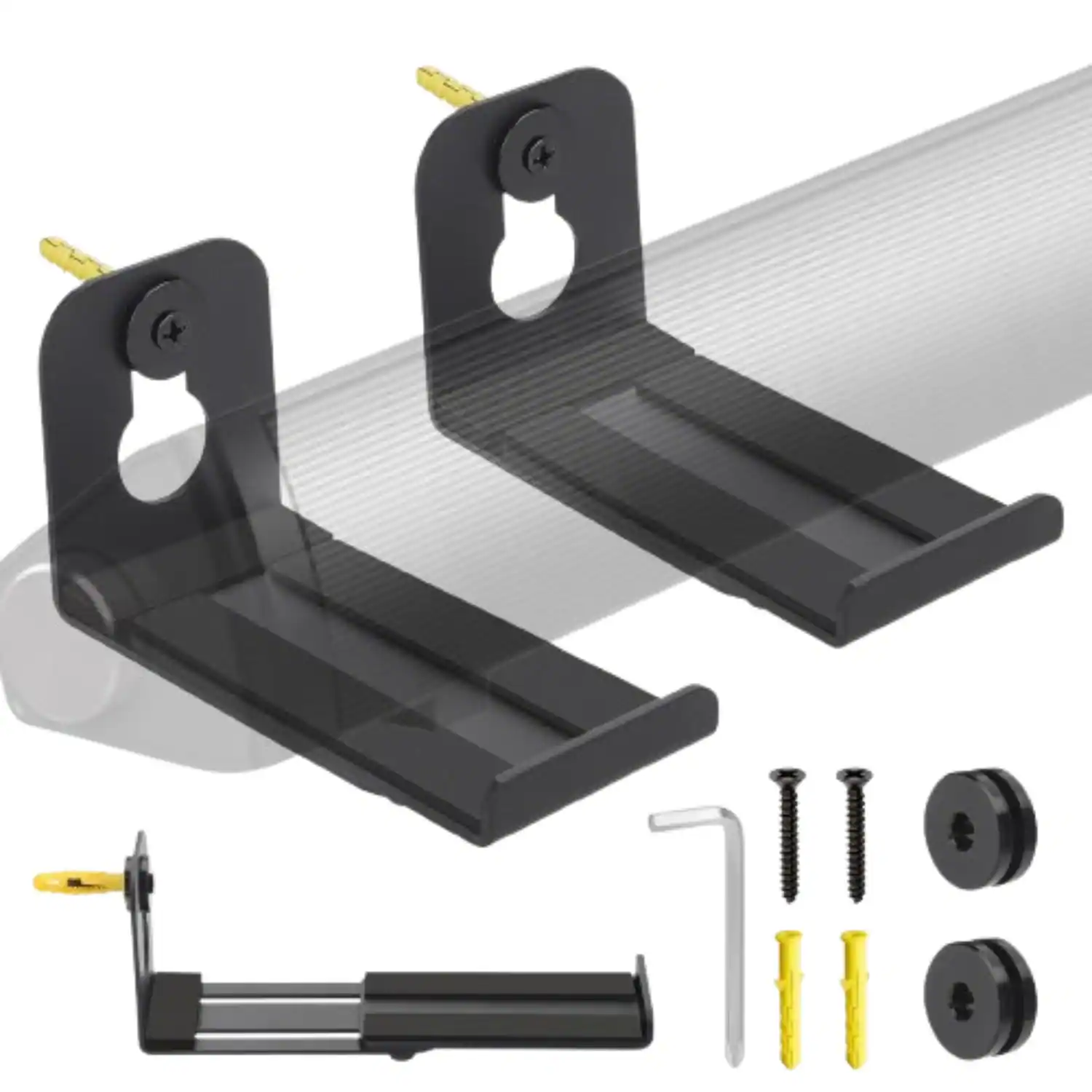 Front. Stock Preferred - Universal Soundbar Wall Mount Bracket - Black.