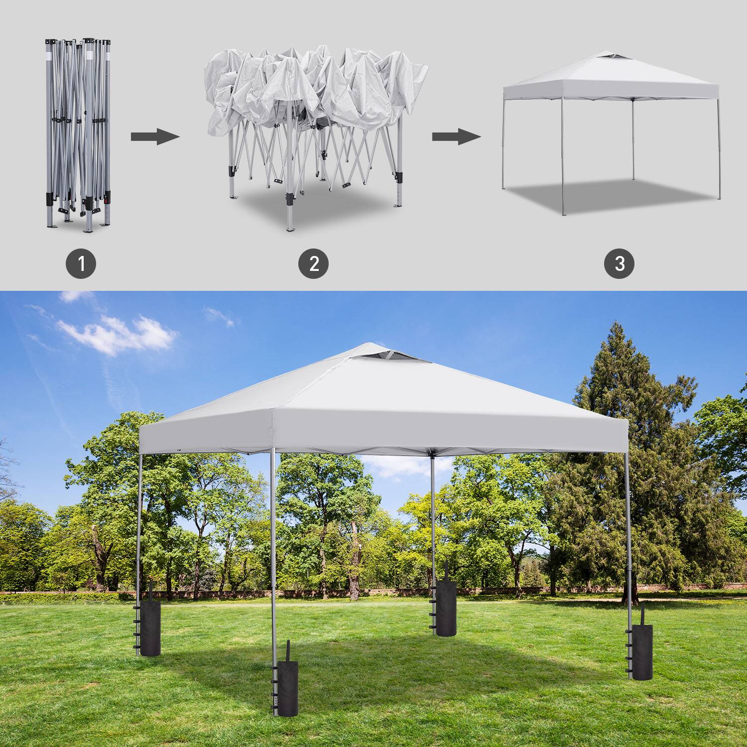 Left. Ainfox - Ainfox Pop Up Gazebo Outdoor Canopy Tent Without sidewalls - White.