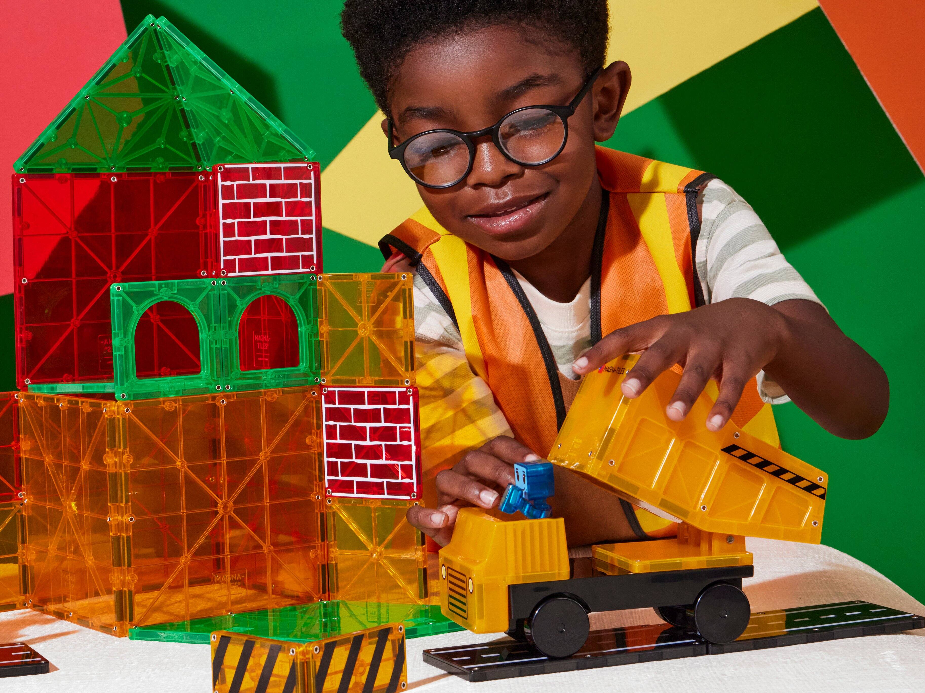Alt View 1. Magna-Tiles - BUILDER XL 50-Piece Magnetic Construction Set, THE ORIGINAL MAGNA-TILES.