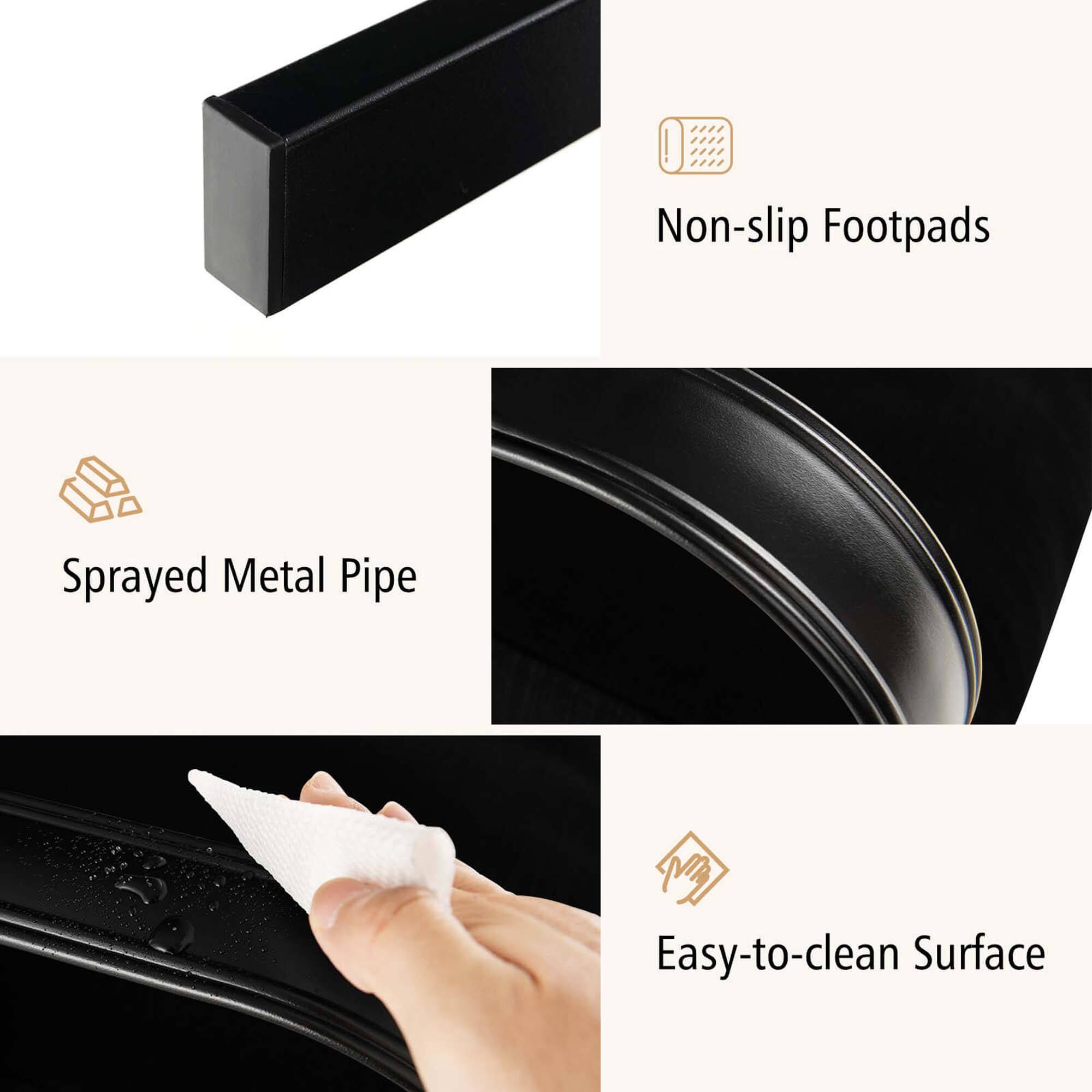 Non-slip footpads, sprayed metal pipe, easy-to-clean surface.
