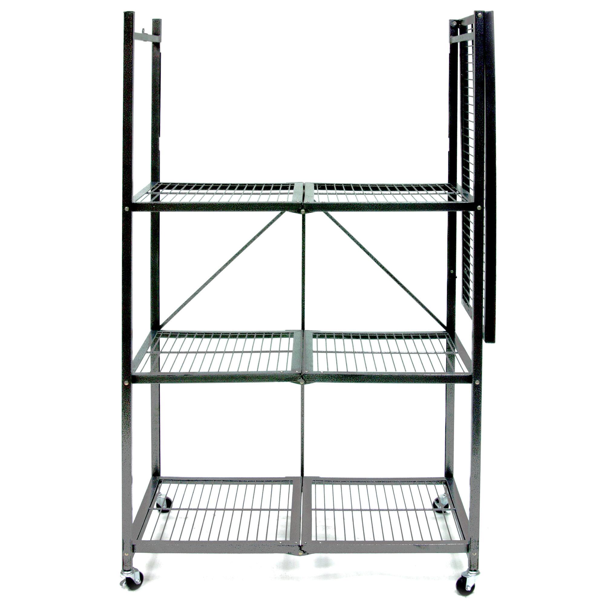 Alt View 8. Origami - Origami 4 Tier Multipurpose Folding Storage Organizing Rack with Wheels, Gray - Pewter.