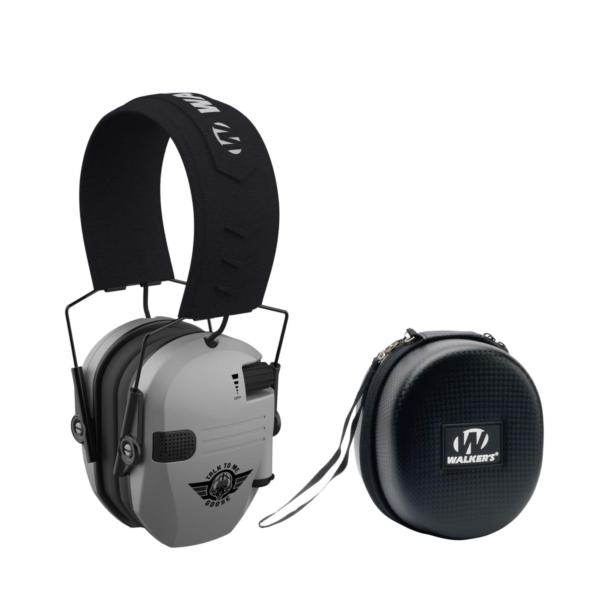 Walker’s - Walker's Razor Electric Slim (Talk to Me Goose Earmuffs with Case - Gray