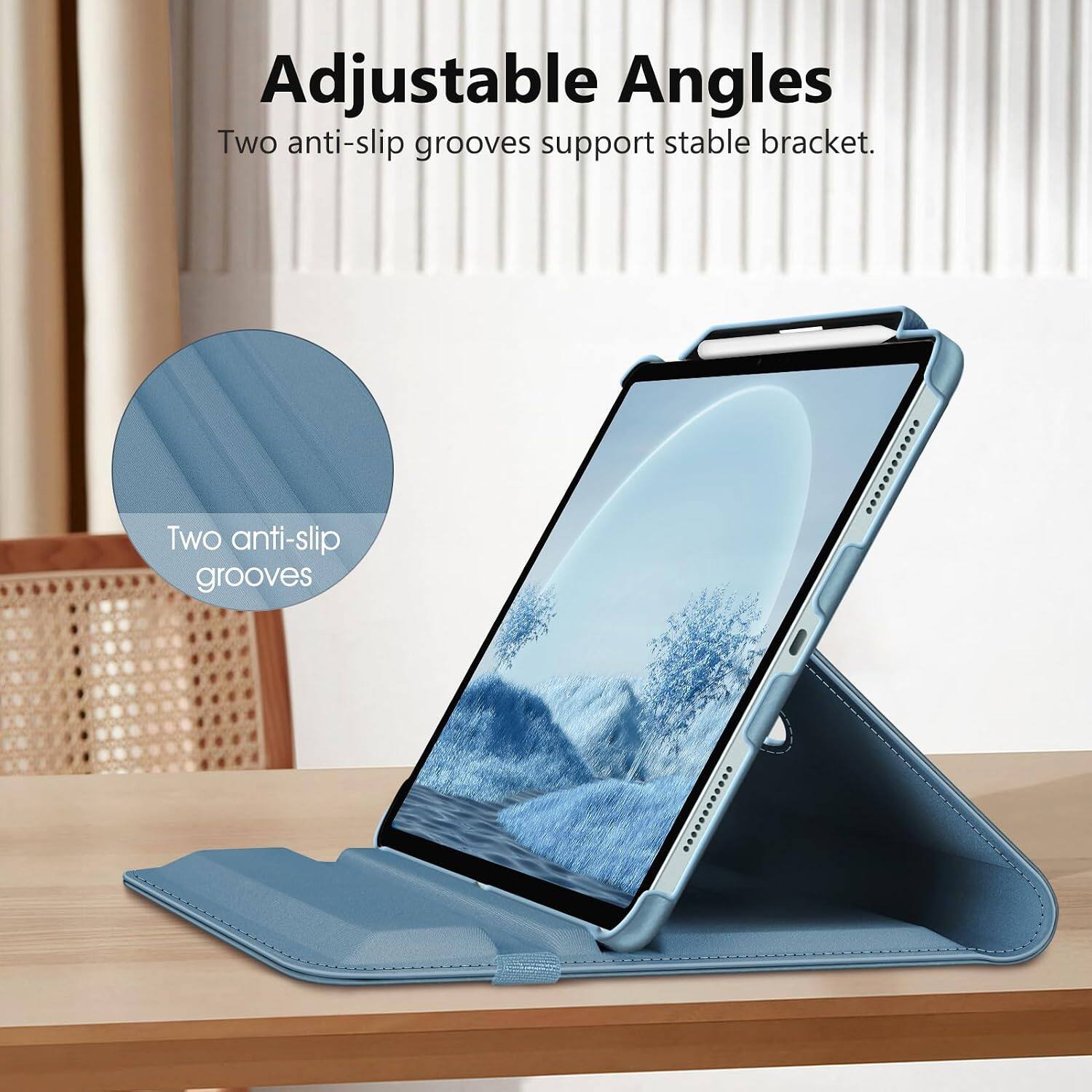 Adjustable Angles  
Two anti-slip grooves support stable bracket.  
Two anti-slip grooves