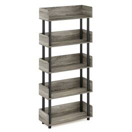 Furinno - Turn-N-Tube 4-Tier Freestanding Multipurposes Display Rack, Bookshelf, French Oak/Black - French Oak/Black
