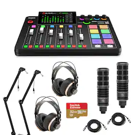 RODE - RODECaster Pro II Integrated Audio Production Studio Console Bundle with 2x TAP300 Mic, 2x TAPH700 Headphones, 2x