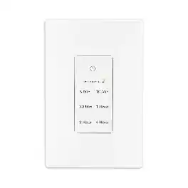 BN-LINK - Countdown Timer Switch for Exhaust Fan, 5/10/30/60 min & 2/4 hr, Neutral Wire Required, Wall Plate, 2-Pack - White