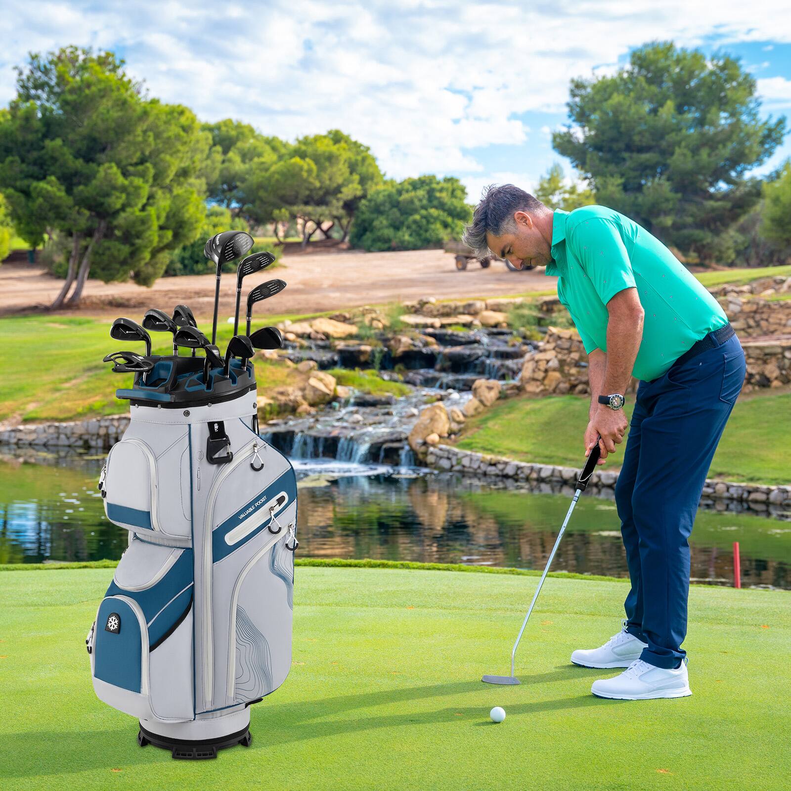 Alt View 3. Gymax - Gymax Golf Cart Bag Molded Lock Top Golf Bag w/14-Way Full Length Dividers 11 Pockets Navy - Blue.