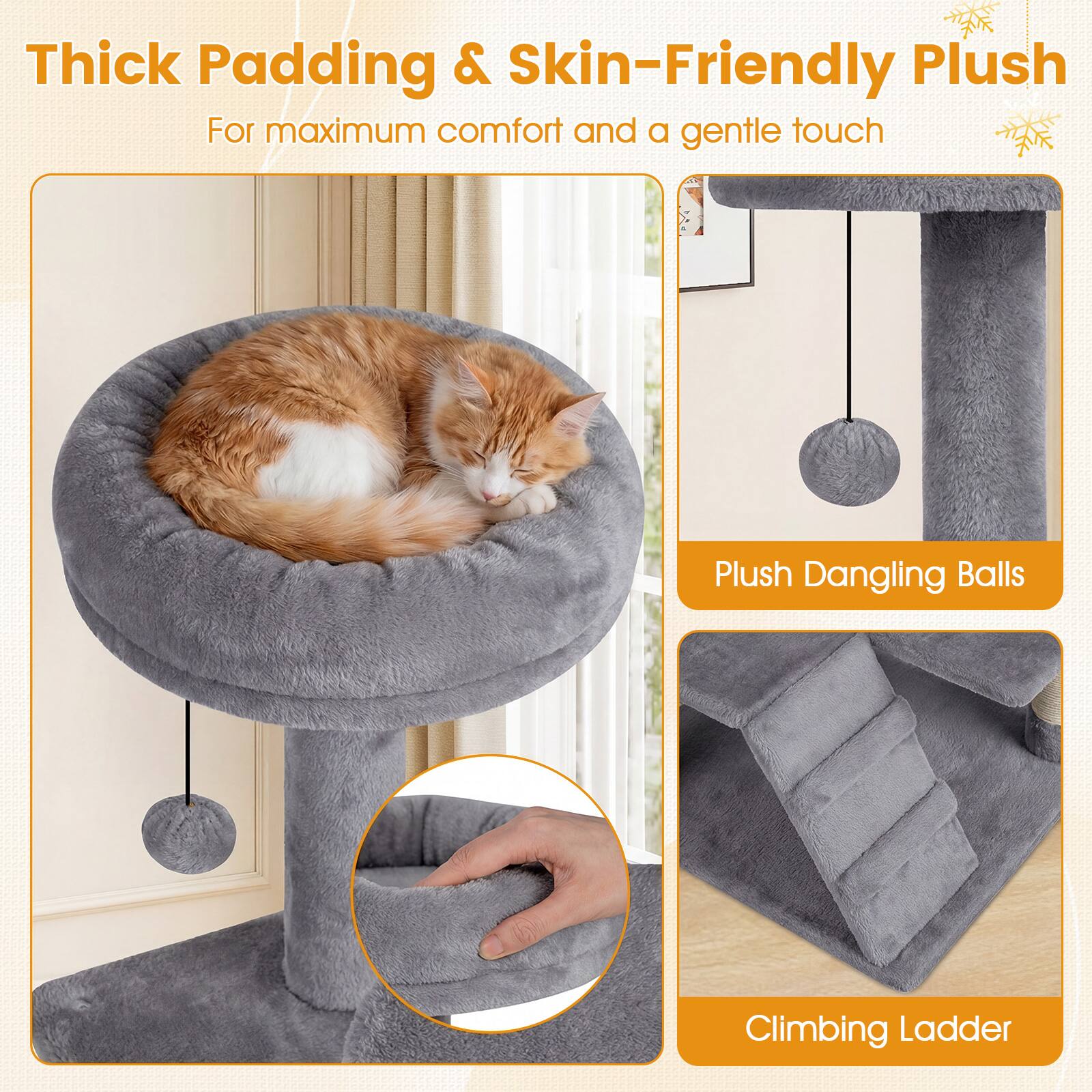 Thick Padding & Skin-Friendly Plush  
For maximum comfort and a gentle touch  

Plush Dangling Balls  
Climbing Ladder