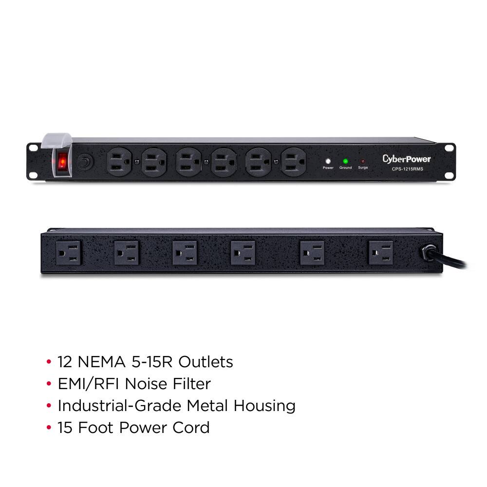 CyberPower CPS-1215RMS

- 12 NEMA 5-15R Outlets
- EMI/RFI Noise Filter
- Industrial-Grade Metal Housing
- 15 Foot Power Cord