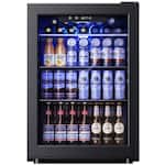 SIMZLIFE - 2.6 cu. ft Beverage Refrigerator Cooler with LED Light, Air Cooled Frost Free, 100-Can Beverage Fridge for Home/Offic - Black