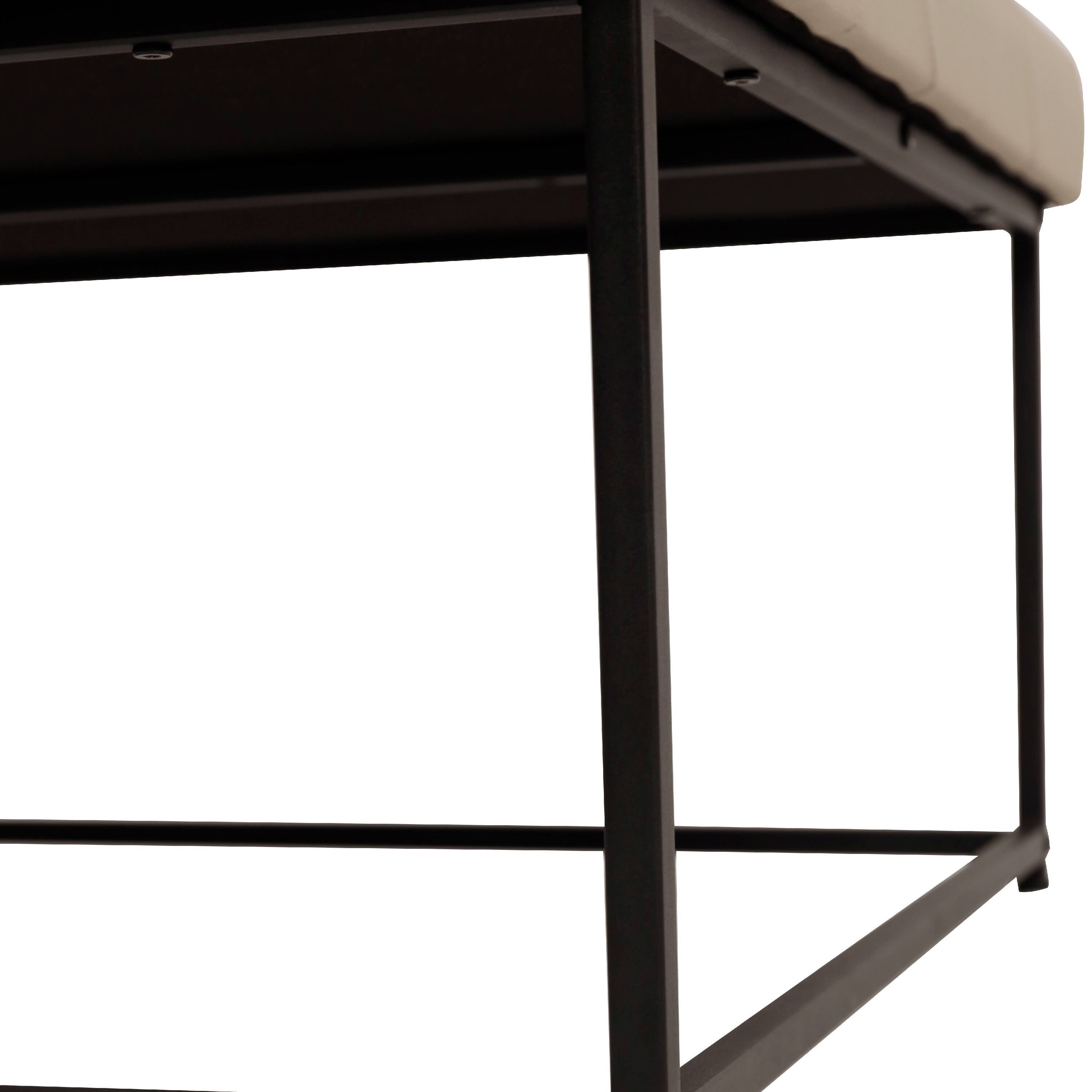 Alt View 10. Emma + Oliver - Aranda 30 in. Faux Leather Square Ottoman with Tufted Design and Sturdy Iron Frame - Beige.