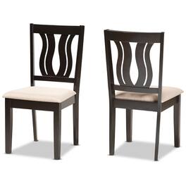 Baxton Studio - Fenton Modern Fabric Upholstered and Finished Wood 2-Piece Dining Chair Set - Sand/Dark Brown