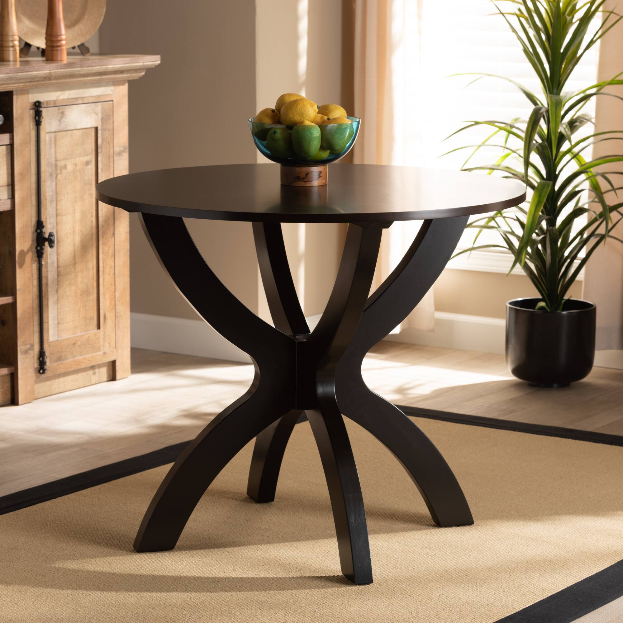 Alt View 1. Baxton Studio - Tilde Modern and Contemporary Finished 35-Inch-Wide Round Wood Dining Table - Dark Brown.