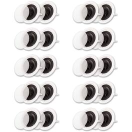 Acoustic Audio by Goldwood - HTI6c Flush Mount in Ceiling Speakers with 6.5" Woofers 10 Pair - Paintable White