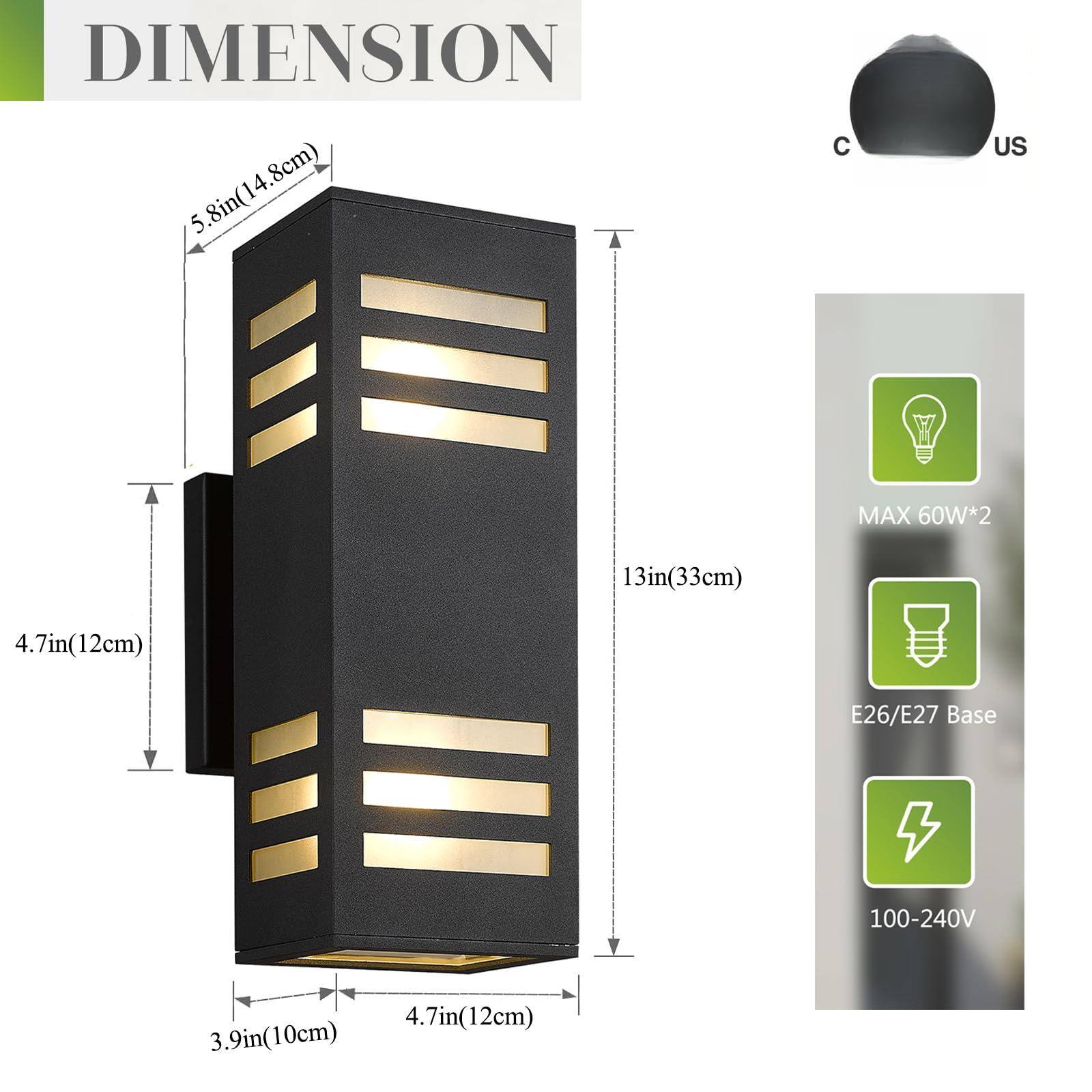 DIMENSION  
5.8in (14.8cm)  
4.7in (12cm)  
13in (33cm)  
3.9in (10cm)  
4.7in (12cm)  

MAX 60W*2  
E26/E27 Base  
100-240V