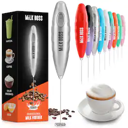 Zulay Kitchen - Handheld Automatic Milk Foam Maker Hand Frother - Mini Frother Wand by Milk Boss - Silver