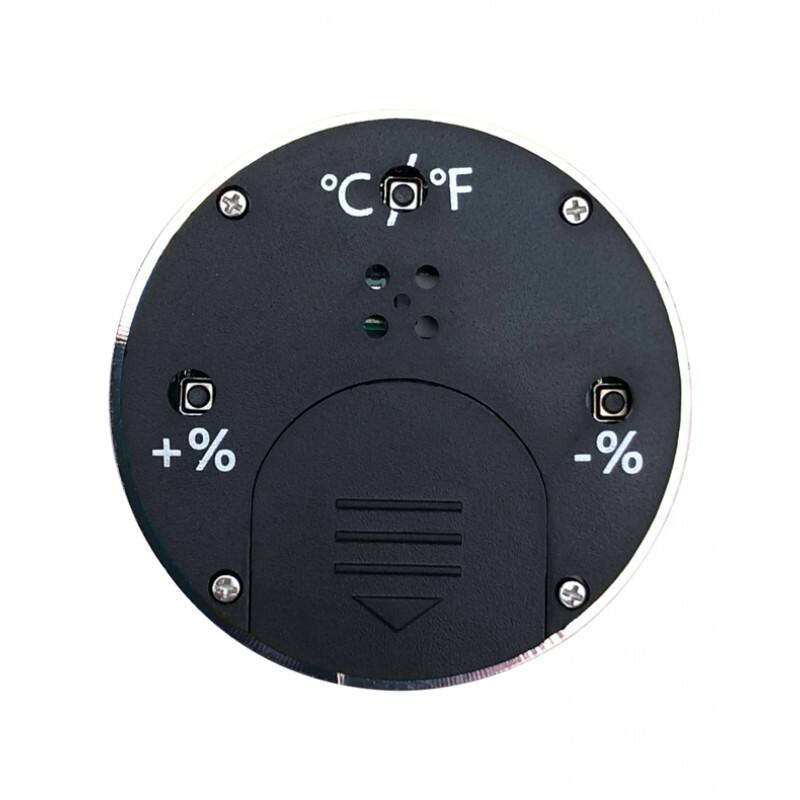 Left. Prestige - Small Digital Hygrometer with Calibration (Silver) - Polished Silver Bezel.