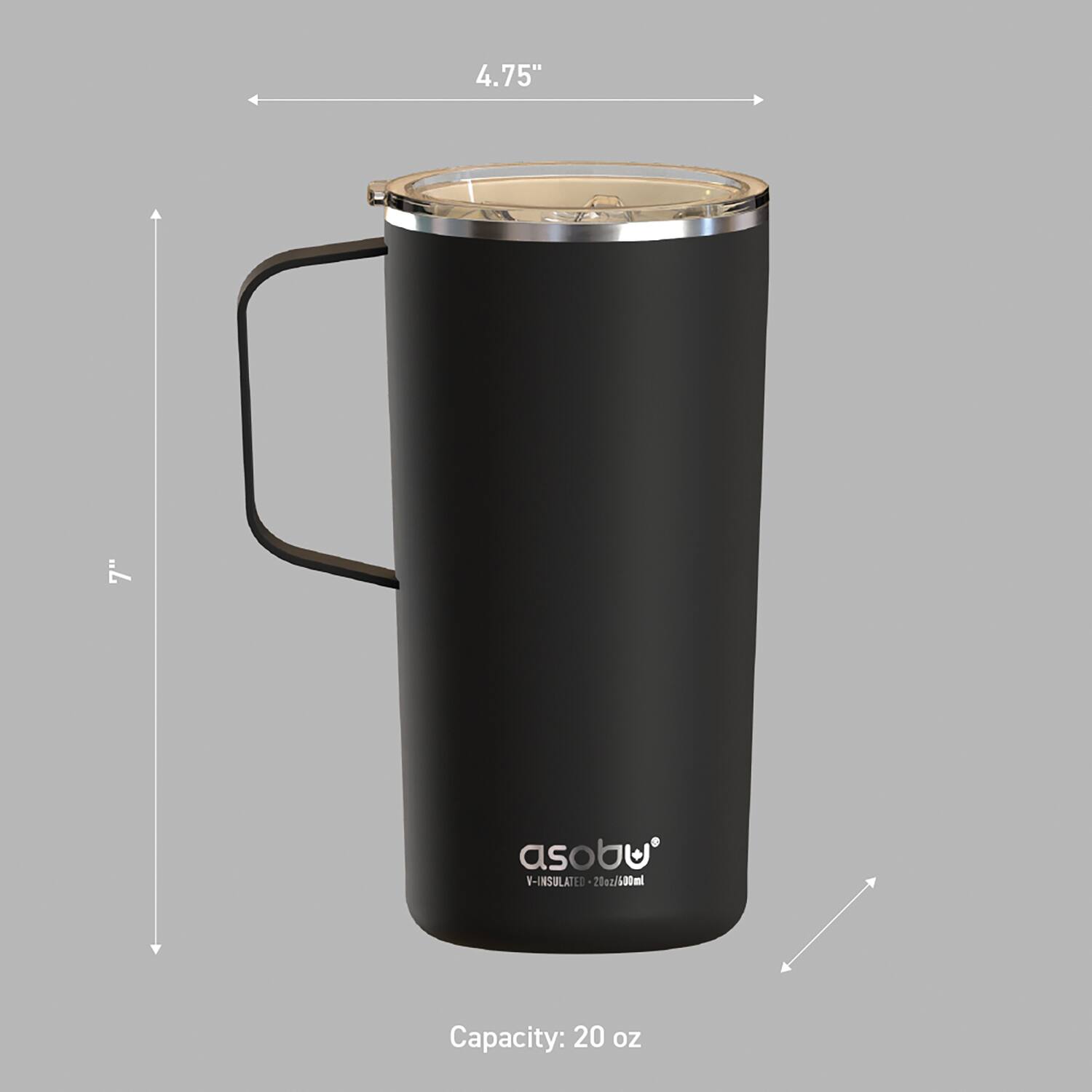 4.75" T 7" asobu V-INSULATED -20oz/600ml Capacity: 20 oz