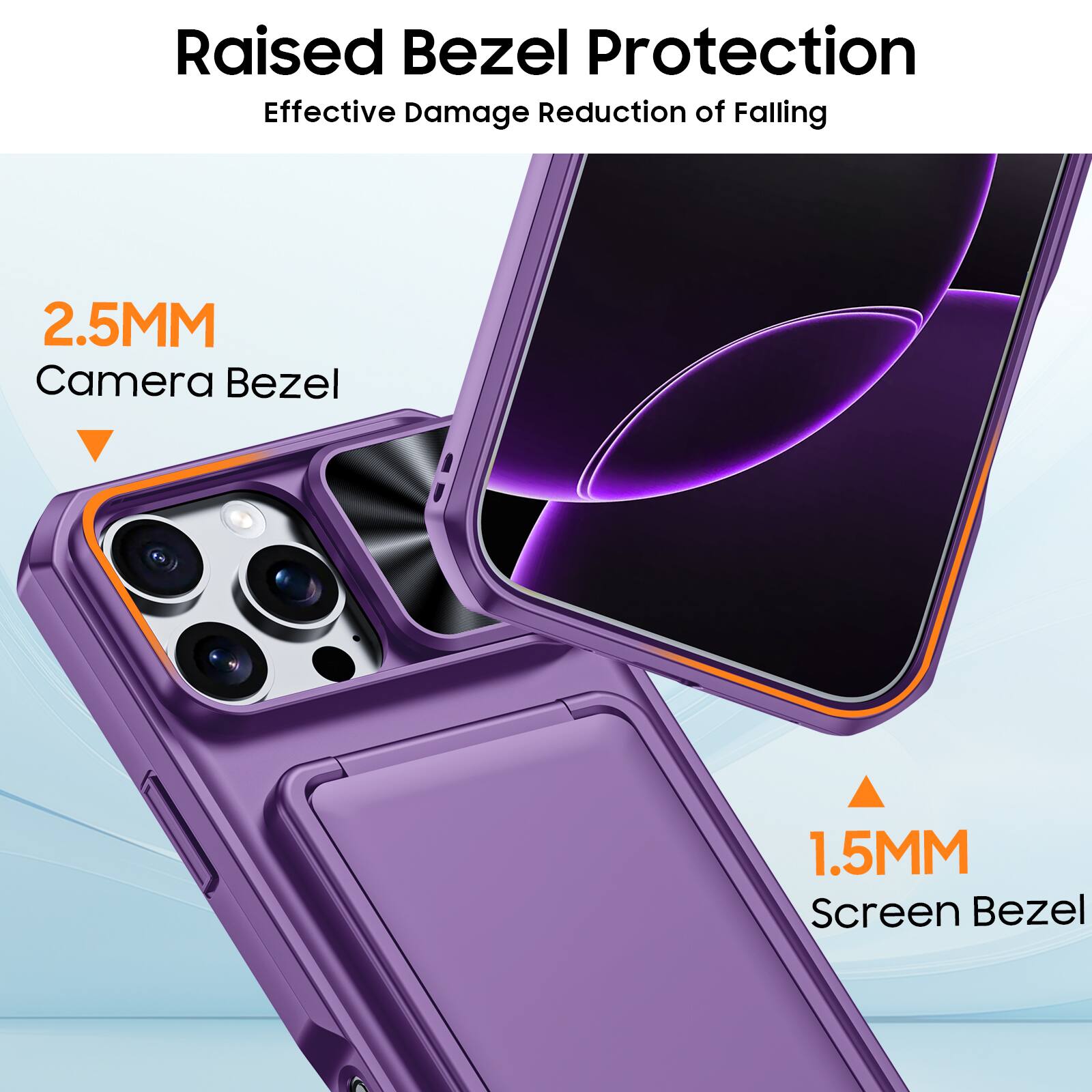 Raised Bezel Protection  
Effective Damage Reduction of Falling  

2.5MM Camera Bezel  

1.5MM Screen Bezel