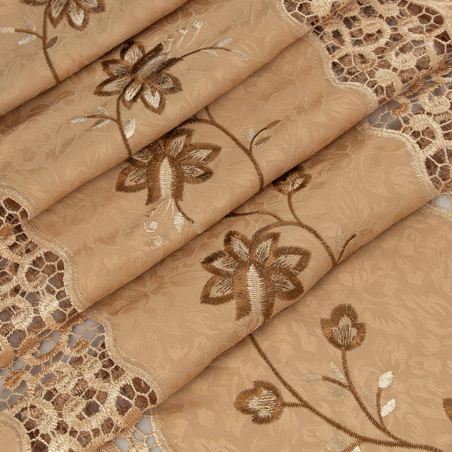 Left. RT Designers Collection - RT Designer Collection Antonia Macrame Luxurious Decorative Rod Pocket Curtain Panel 54" x 84" Gold - Gold.