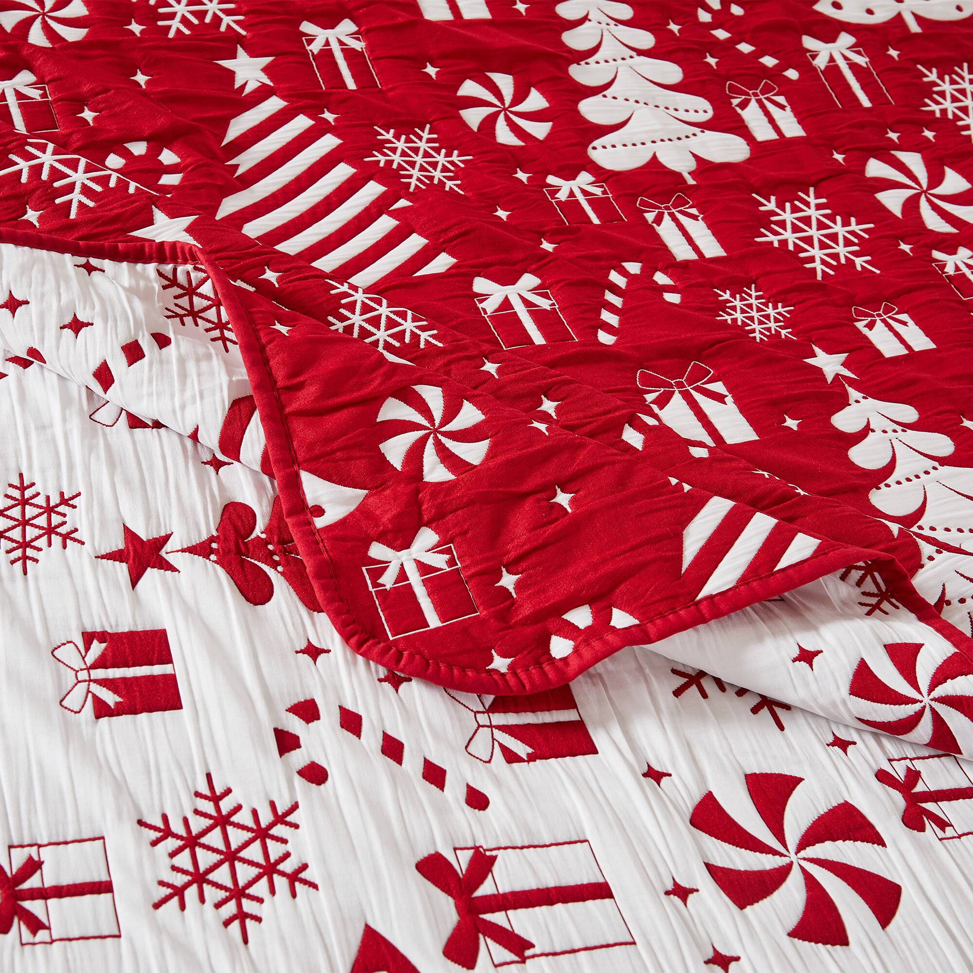 Back. BreeBe - Peppermint Party Throw - Red.