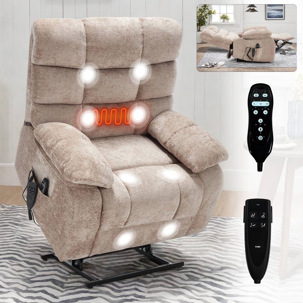 Left. Ropilly - Ropilly Oversized Power Lift Recliner Dual Motor Lift Chair Beige - Beige.