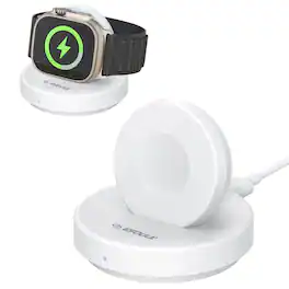 Esoulk - Apple Watch Charger Magnetic Wireless Charging Stand with Cable - White