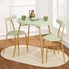Front. Best Choice Products - Best Choice Products 3-Piece Oval Dining Table Set, Modern Small Kitchen Dinette w/ 2 Chairs - Sage Green/Gold - Sage Green & Gold.