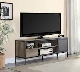 APRILSOUL - Nantan Rustic and Black Finish TV Stand - Oak