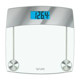 Taylor Precision Products - Digital Glass Bathroom Scale 440-Lb Capacity, Stainless Steel Accents - Clear