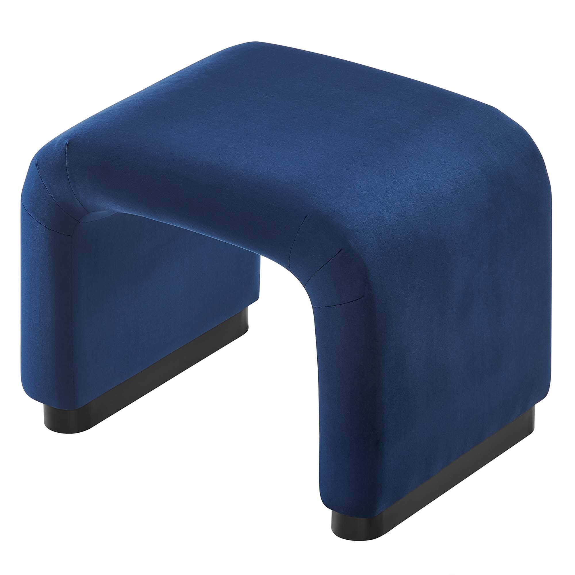 Alt View 5. Modway - Koda Performance Velvet Waterfall Stool by Modway - Black Midnight Blue.