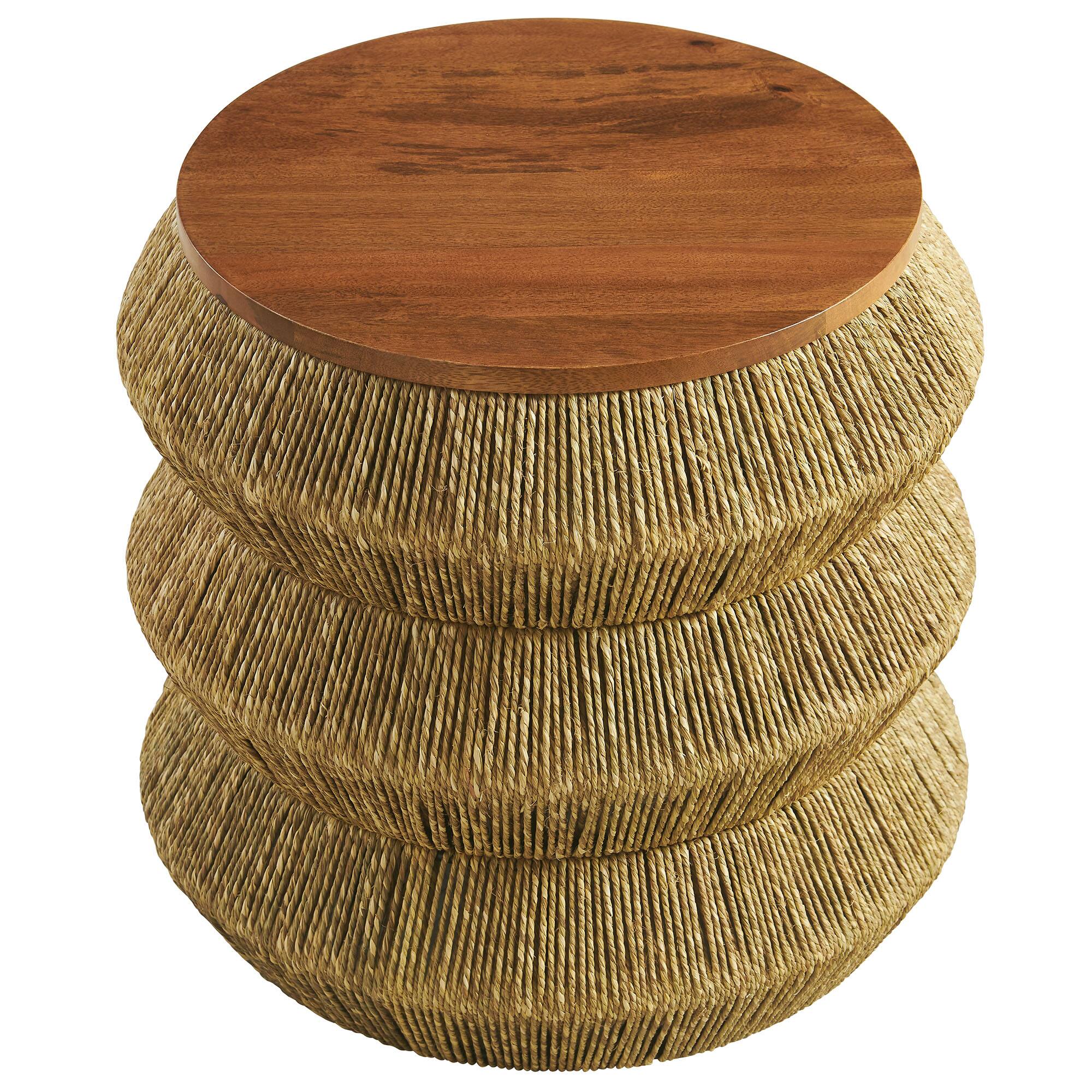 Alt View 2. Modway - Maris Seagrass and Wood End Table by Modway - Walnut Natural.