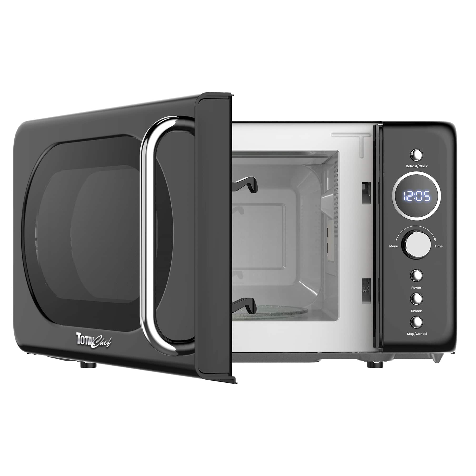 TOTAL Chef - Retro Microwave Oven | 700W | 0.7 Cu Ft | Black - Black Stainless Steel price history on PriceWatchPro