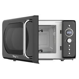 TOTAL Chef - Retro Microwave Oven | 700W | 0.7 Cu Ft | Black - Black Stainless Steel