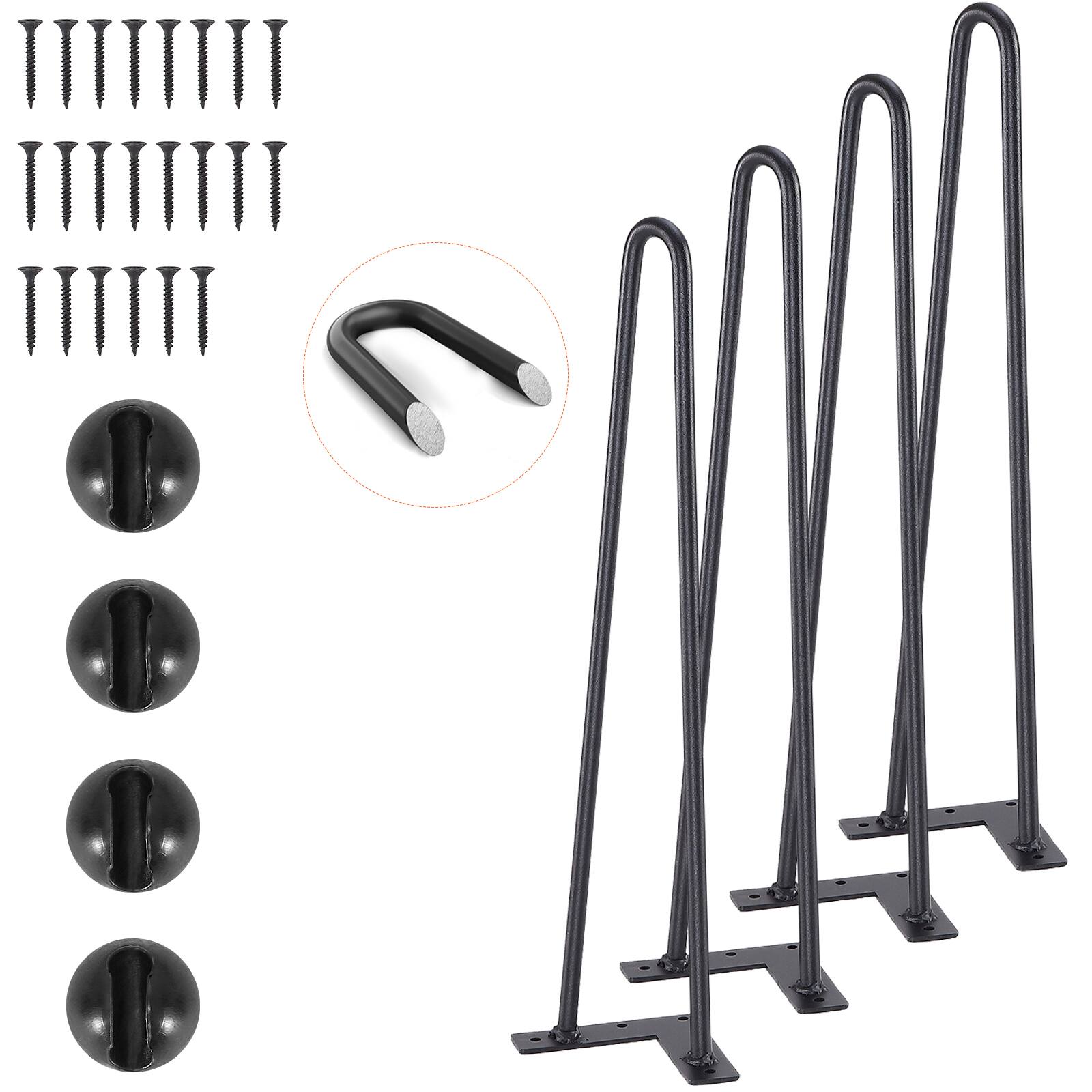 VEVOR - Hairpin Furniture Legs, Metal Home DIY Projects for Nightstand, Coffee Table, Desk - Black