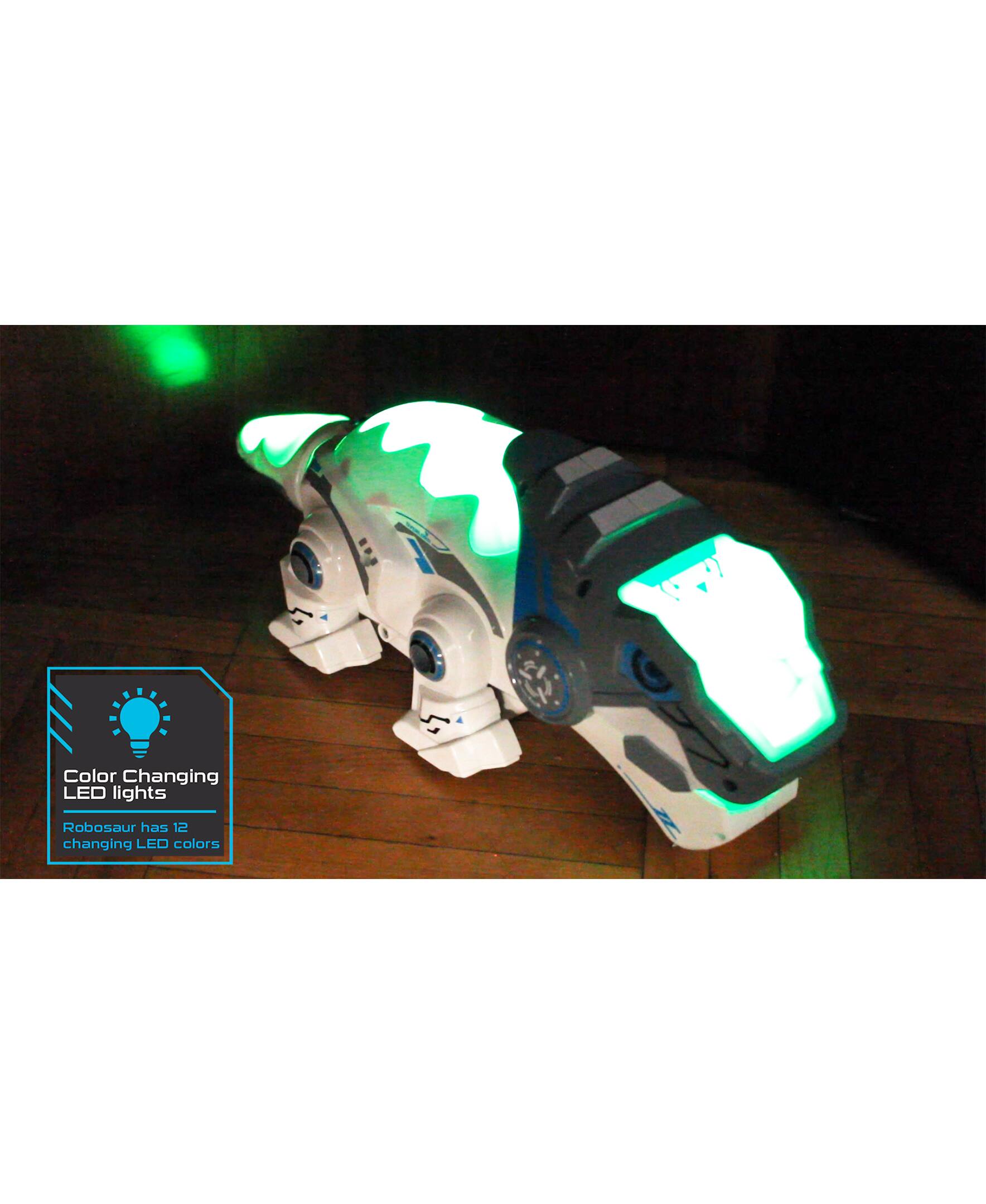 Color Changing LED lights
Robosaur has 12 changing LED colors