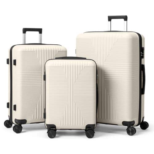 Front. Winado - 3-in-1 20" 24" 28" Trolley Carry On Luggage Set Spinner Wheels Lightweigh Hardside PP Suitcase Sets with Built-in Lock - White.
