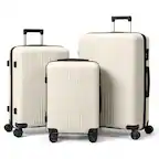 Front. Winado - 3-in-1 20" 24" 28" Trolley Carry On Luggage Set Spinner Wheels Lightweigh Hardside PP Suitcase Sets with Built-in Lock - White.
