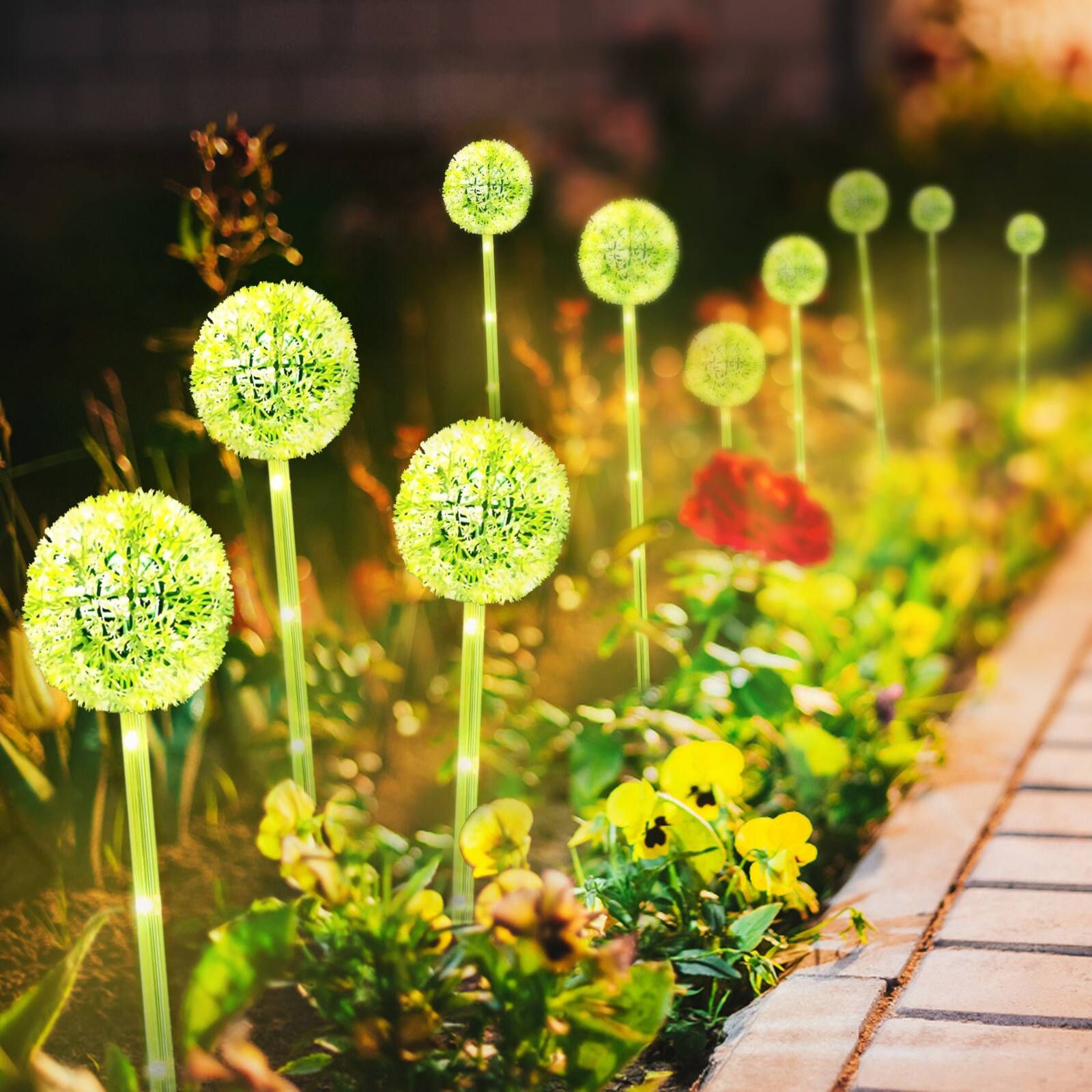 Alt View 2. Oumilen - 2 Pack Solar Dandelion Garden Stake Lights – Warm White LED Artificial Flower Landscape Lights for Yard Lawn.
