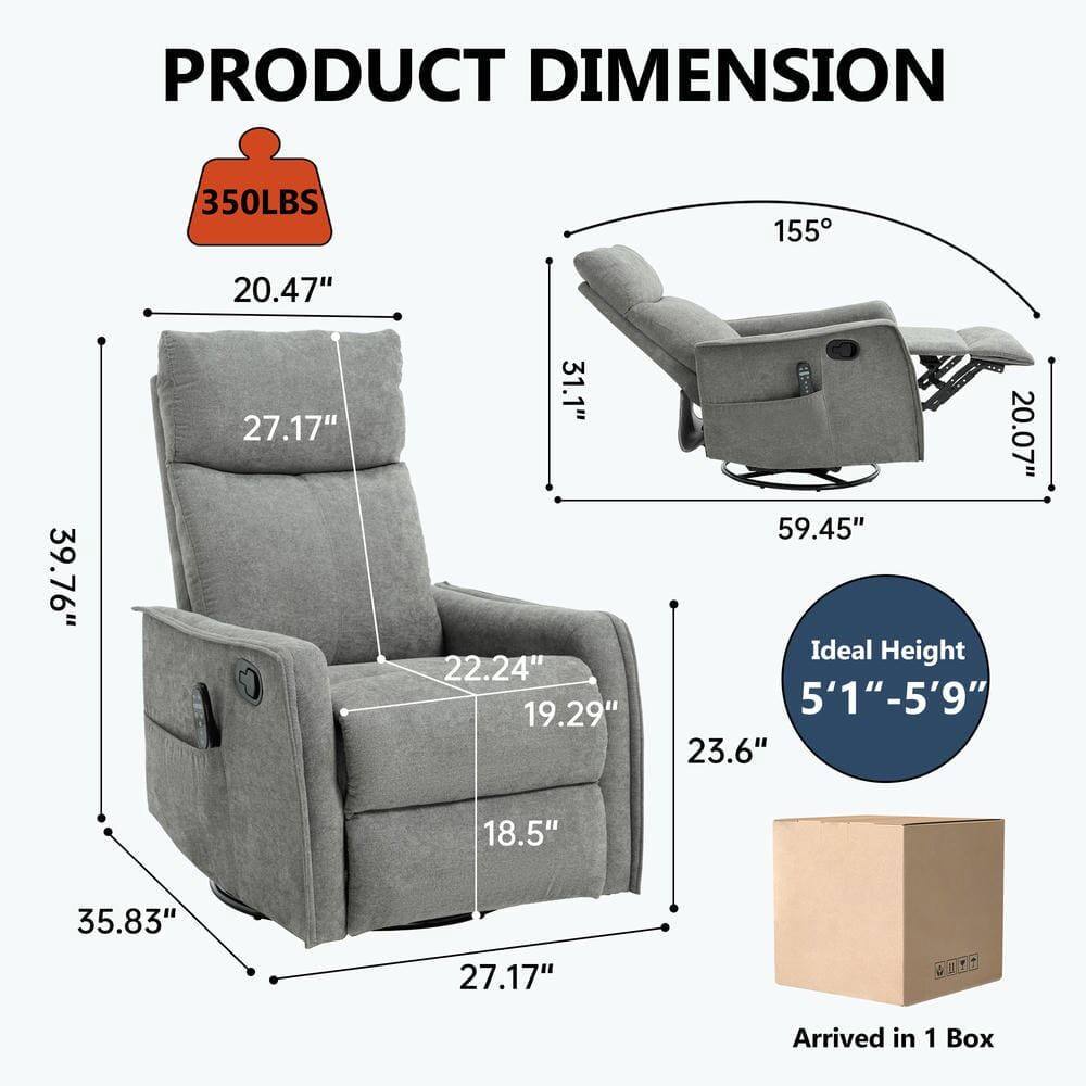 PRODUCT DIMENSION  
350LBS  
20.47"  
39.76"  
27.17"  
31.1"  
22.24"  
19.29"  
20.07"  
59.45"  
Ideal Height 5'1"-5'9"  
23.6"  
18.5"  
35.83"  
27.17"  
Arrived in 1 Box