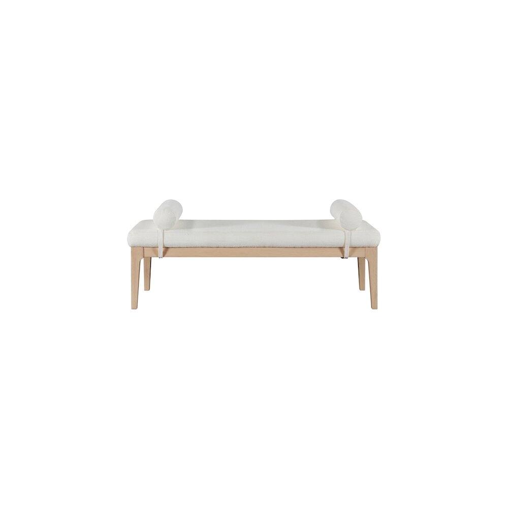 Alt View 2. Meridian Furniture - Priscilla Cream Linen Textured Fabric Bench - Beige.