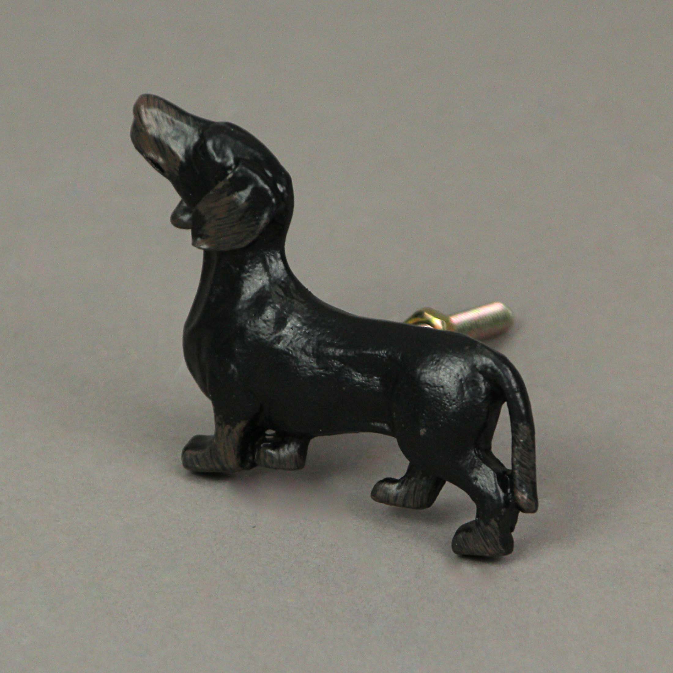 Alt View 1. Upper Deck - Set of 6 Black Cast Iron Dachshund Dog Drawer Pulls Decorative Cabinet Handle Knobs - Black.