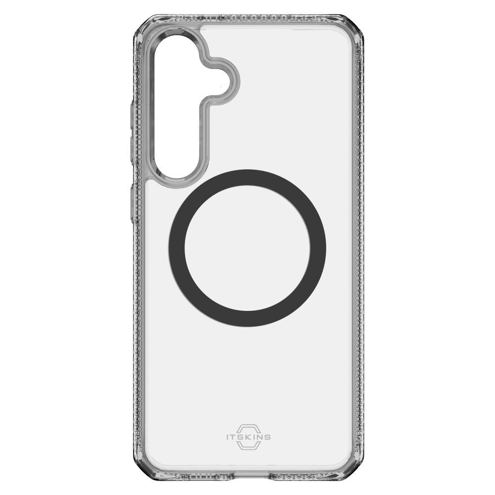 Alt View 3. Itskins - Hybrid_R Clear MagSafe Case for Samsung Galaxy S 2025 Small - Black.
