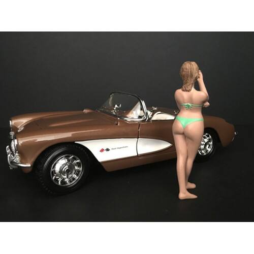 Alt View 1. American Diorama - August Bikini Calendar Girl Figurine for 1/24 Scale Models by American Diorama.