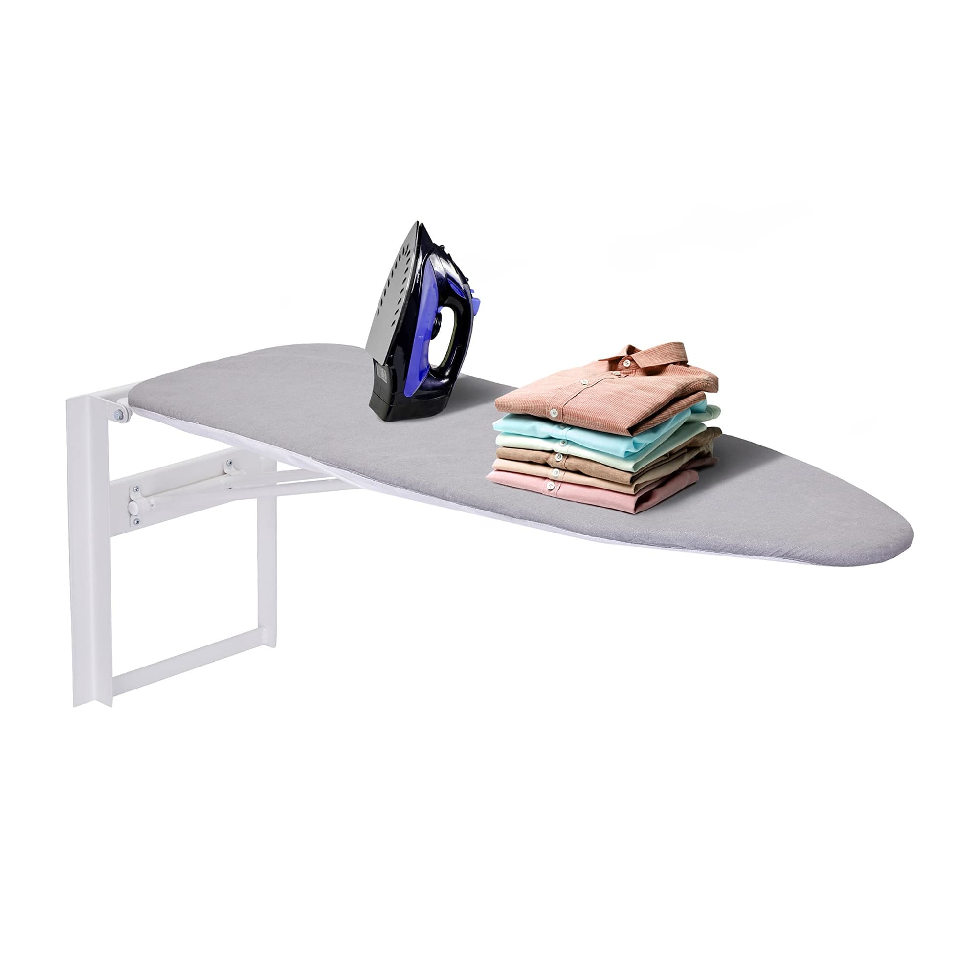 Ivation - Wall Mounted Ironing Board, 36.2” x 12.2” Fold Down Iron Board for Home, Apartment & More - White