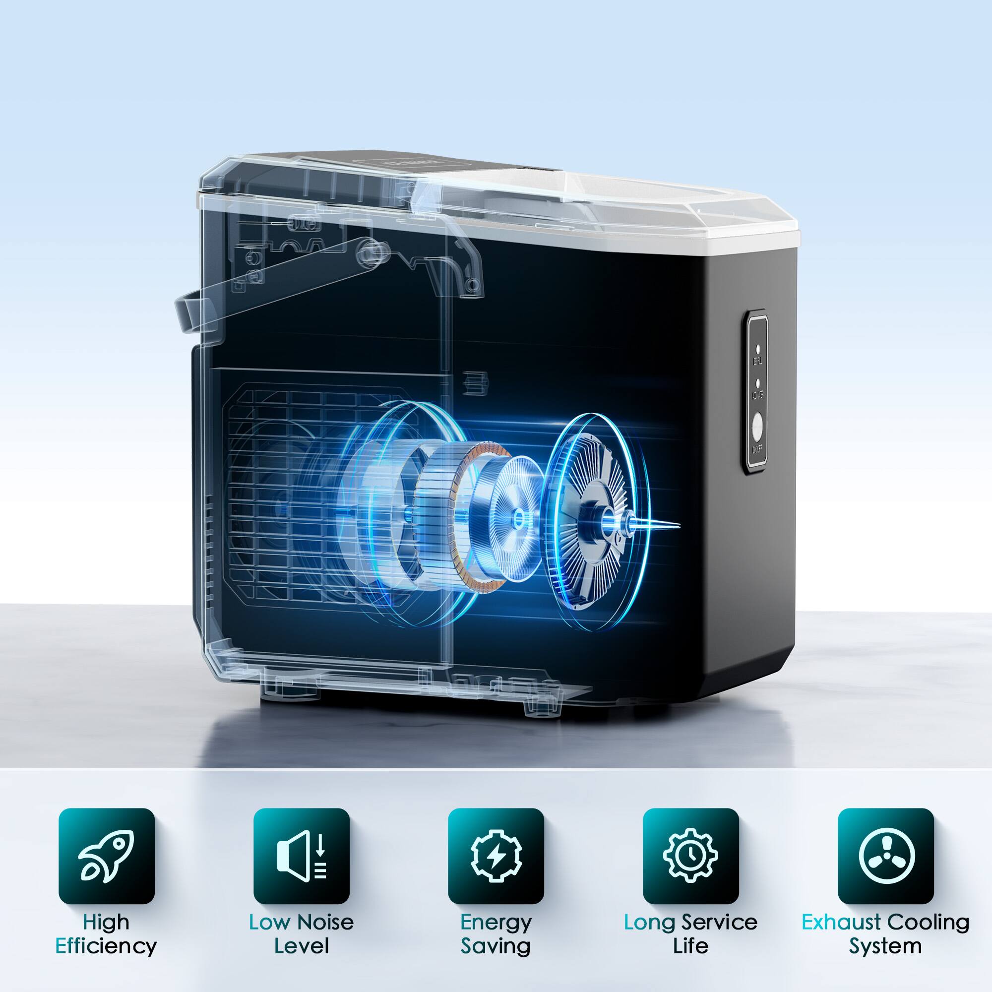 1. High Efficiency
2. Low Noise Level
3. Energy Saving
4. Long Service Life
5. Exhaust Cooling System