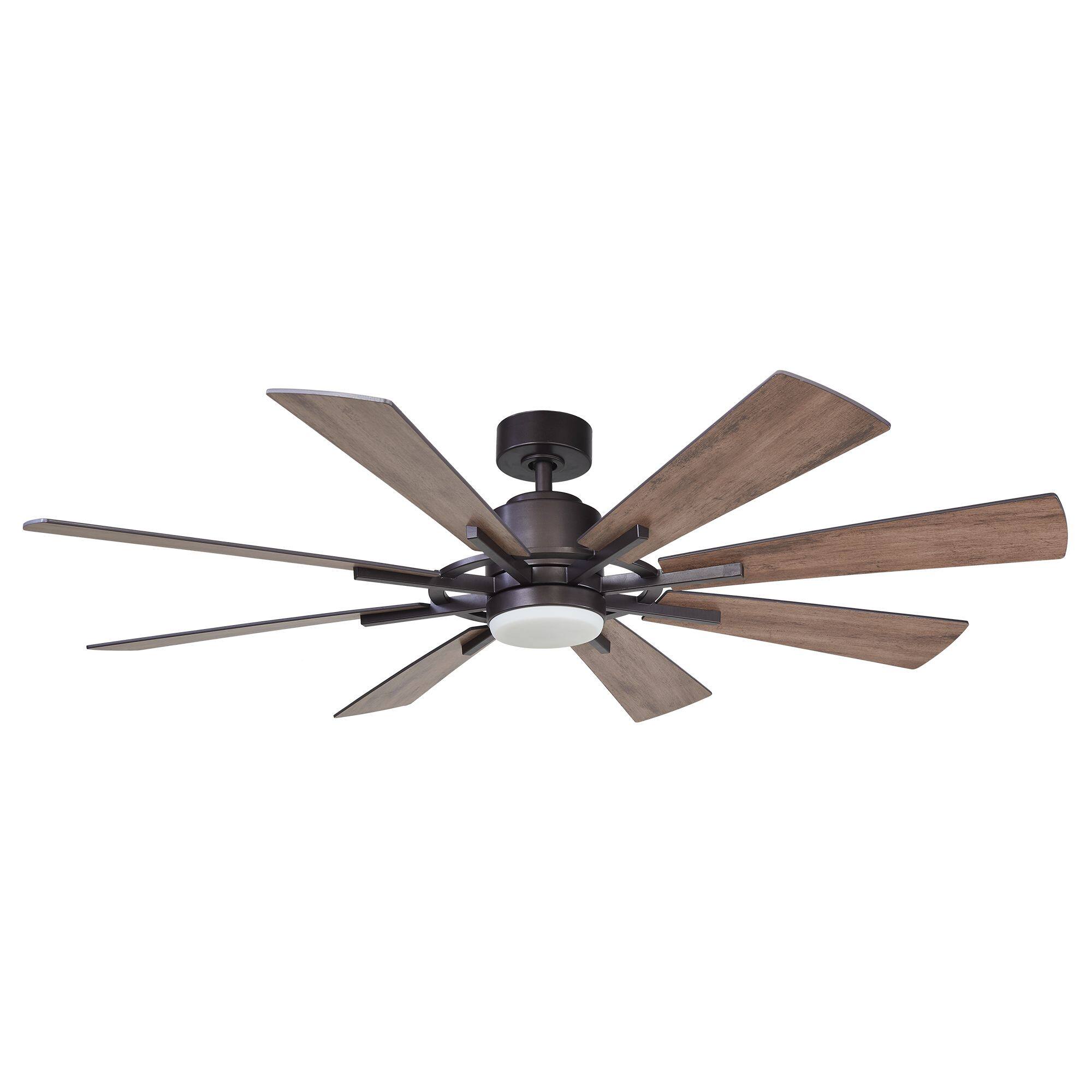 Alt View 2. Parrot Uncle - 60" Farmhouse Integrated LED Windmill Ceiling Fan with Light and Remote - Oil-rubbed Bronze.