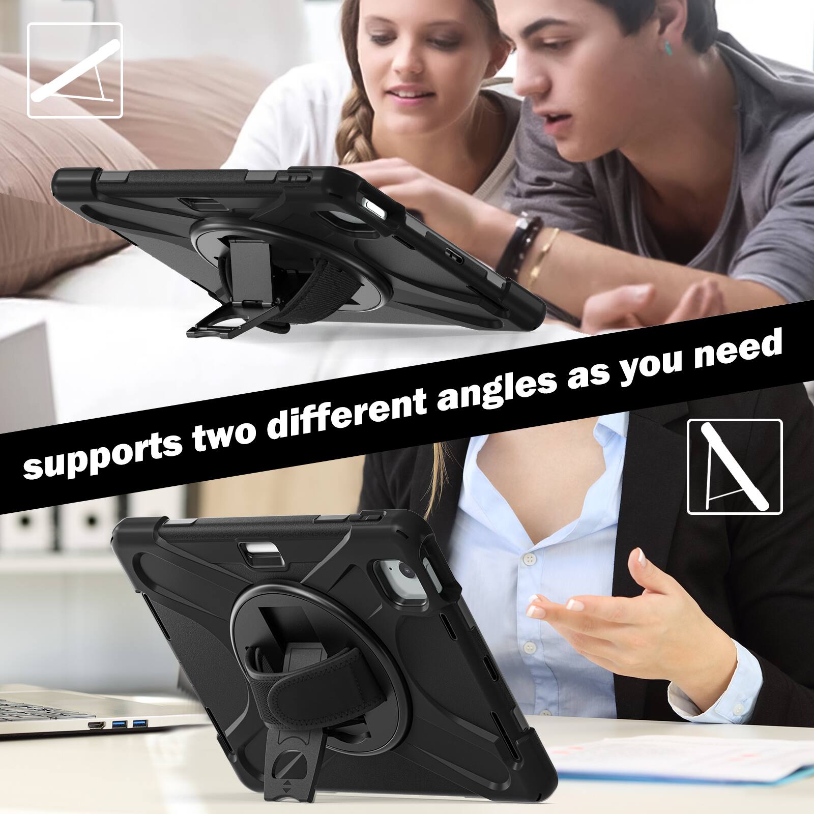 supports two different angles as you need